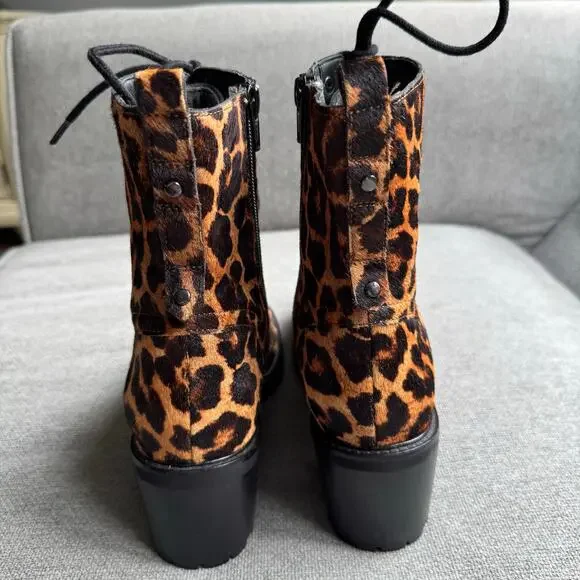 Seychelles Irresistible Leopard Pony Hair Leather Mid-Calf Lace-Up Boots Sz 8.5 - Picture 9 of 12